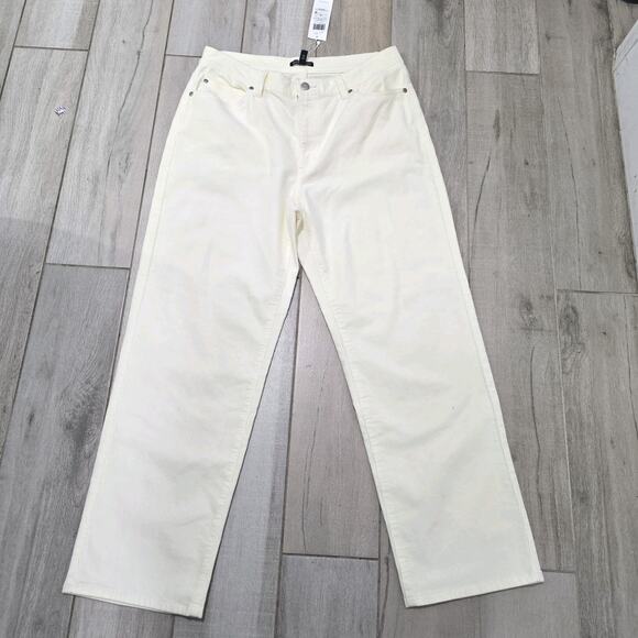 BRAND NEW! EILEEN FISHER COTTON VELVETEEN STRAIGHT LEG JEANS Beige SIZE 12 - Picture 11 of 11